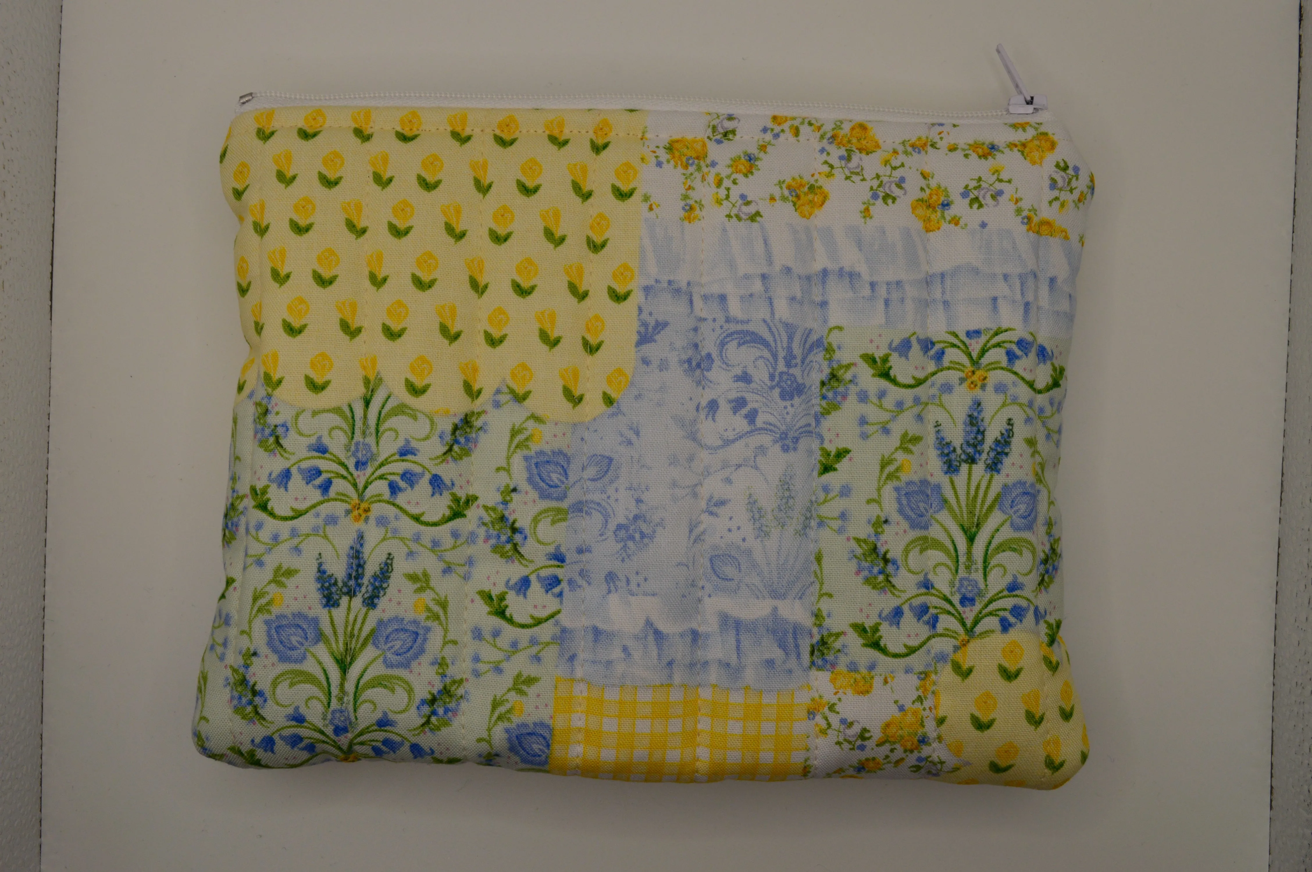 Yellow Floral Puff Pouch- Large