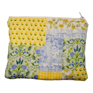 Yellow Floral Puff Pouch- Large