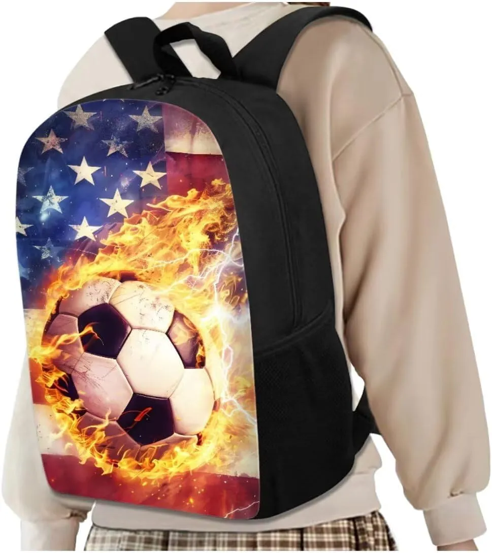 Ystardream American Flag Football Backpack with Lunch Box for 7th Grade Boys and Girls, Elementary to Junior High School, 4pcs Set