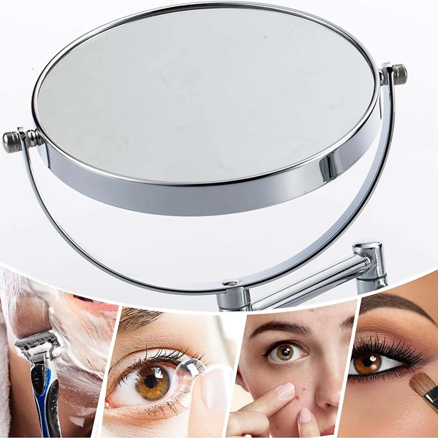 YSUEFIJO Magnifying Makeup Mirror Double Sided, 1X/3X/5X/7X/10X Magnifying Vanity Mirror, Bathroom Shaving Make Up Mirrors, 360° Swivel Extendable Cosmetic Mirror, Gift for Women