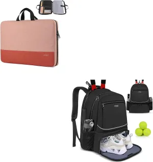 Ytonet Laptop Sleeve Case 15.6 Inch Water Resistant Laptop Cover TSA Travel Business Computer Carrying Case, Tennis Bag Tennis Backpack for Women Men 2 Rackets