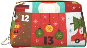 YvoneDBrownn Small Capacity Advent Calendar With Christmas Characters Makeup Bag - Waterproof Portable Travel Cosmetic Bag Organizer For Women And Girls
