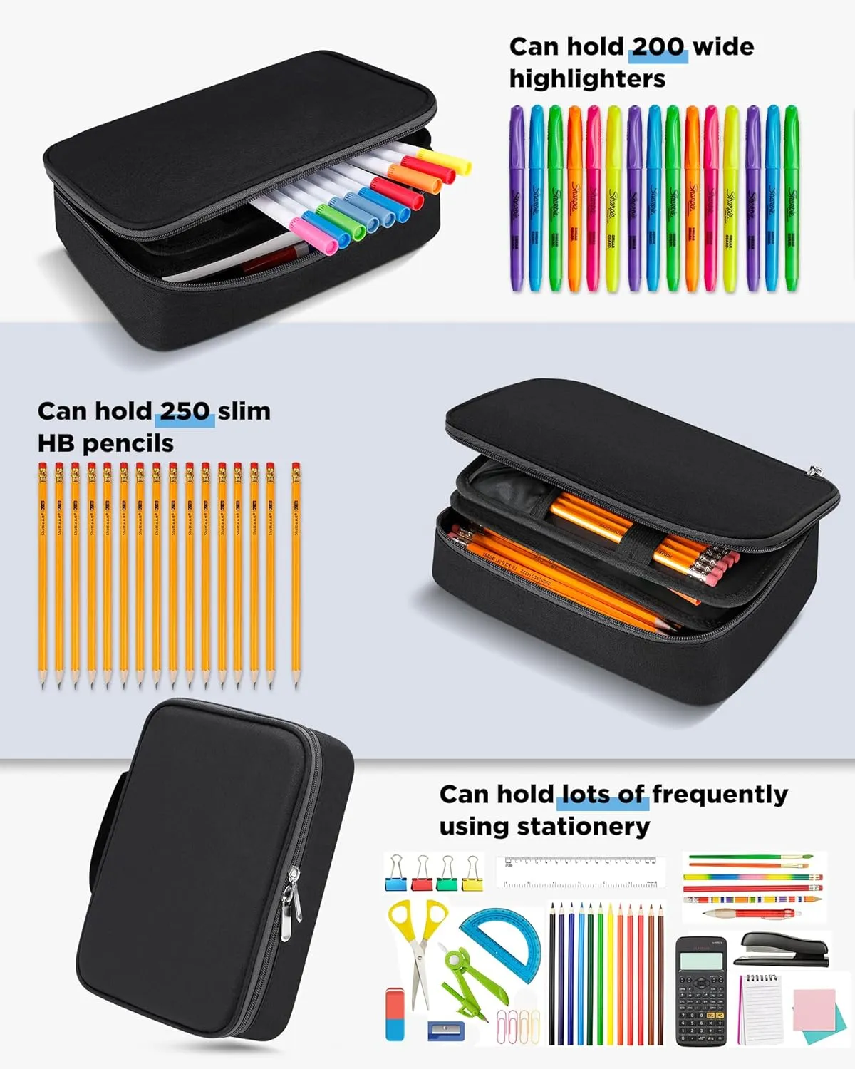 Zannaki Big Capacity Storage Pouch Marker Pen Pencil Case Simple Stationery Bag Box Art Tool & Sketch Storage Boxes for Bullet Journal Middle High School Office College Student Girl Women Adult Teen