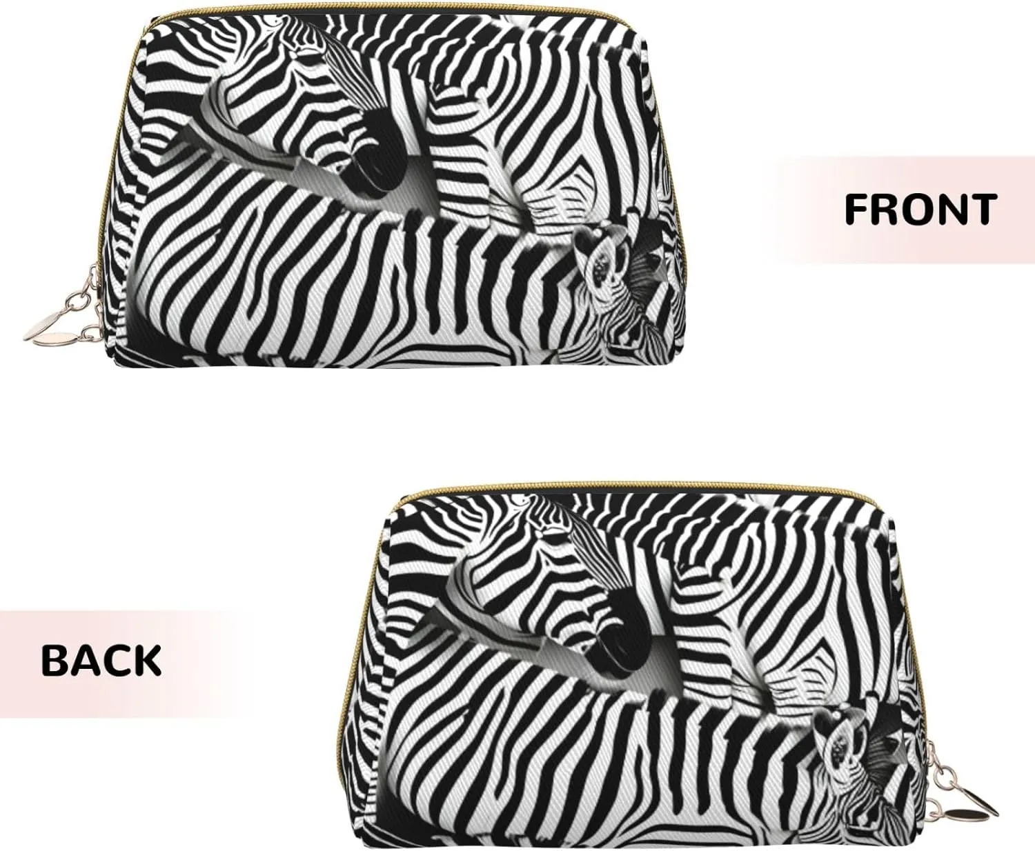 Zebra Leather Toiletry Organizer Bag, Travel-Friendly Makeup Pouch For Women