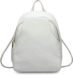 zency Charm Women Backpack 100% Genuine Leather Anti-theft Button Elegant Female Travel Bags (white)