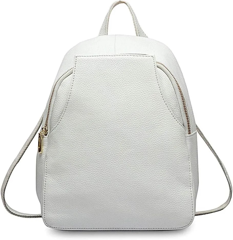 zency Charm Women Backpack 100% Genuine Leather Anti-theft Button Elegant Female Travel Bags (white)