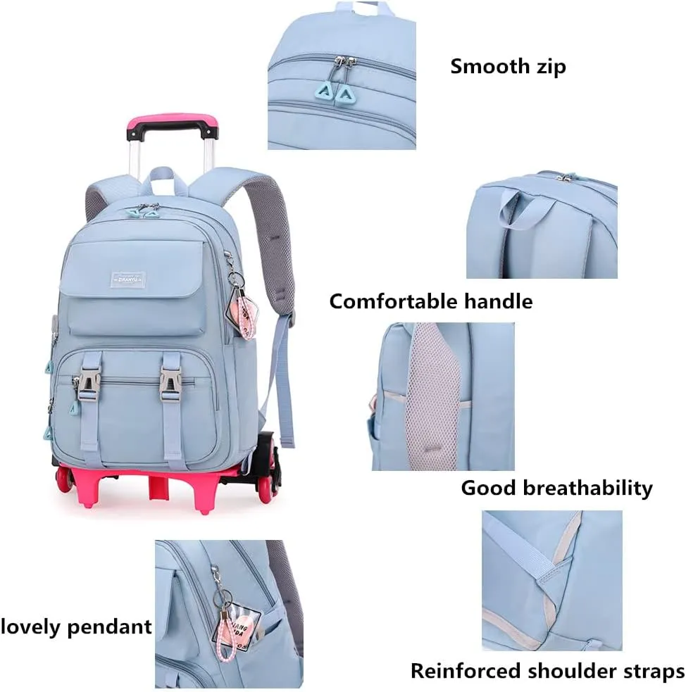 ZHANAO Rolling Backpack Luggage BookBag with Wheels Trolley Bag Wheeled Travel Backpack for Girls & Boys Trolley Bag