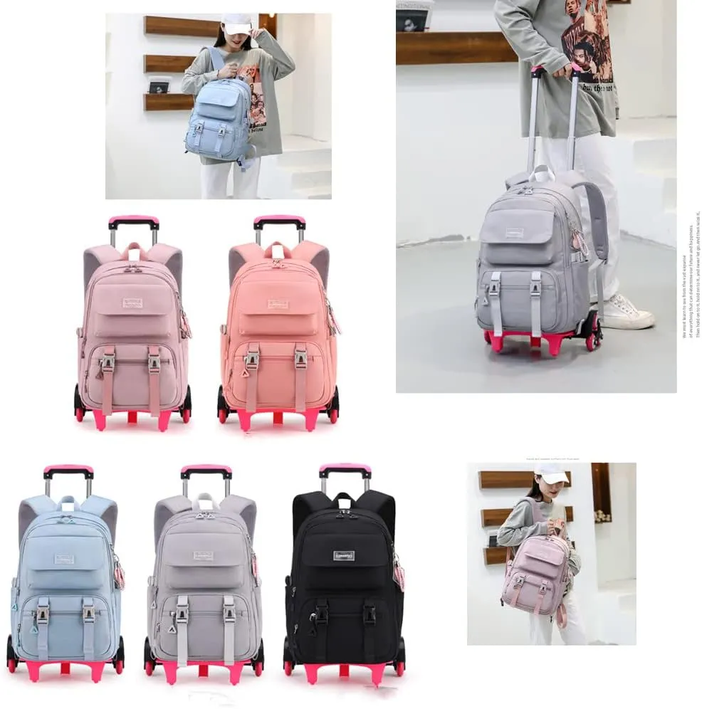 ZHANAO Rolling Backpack Luggage BookBag with Wheels Trolley Bag Wheeled Travel Backpack for Girls & Boys Trolley Bag