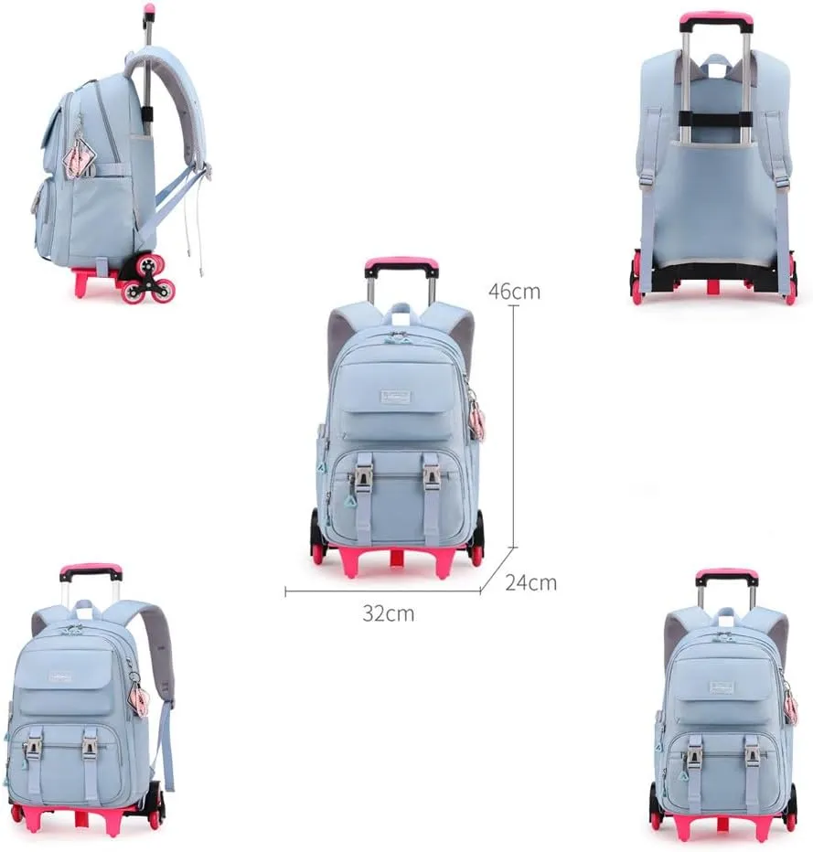 ZHANAO Rolling Backpack Luggage BookBag with Wheels Trolley Bag Wheeled Travel Backpack for Girls & Boys Trolley Bag