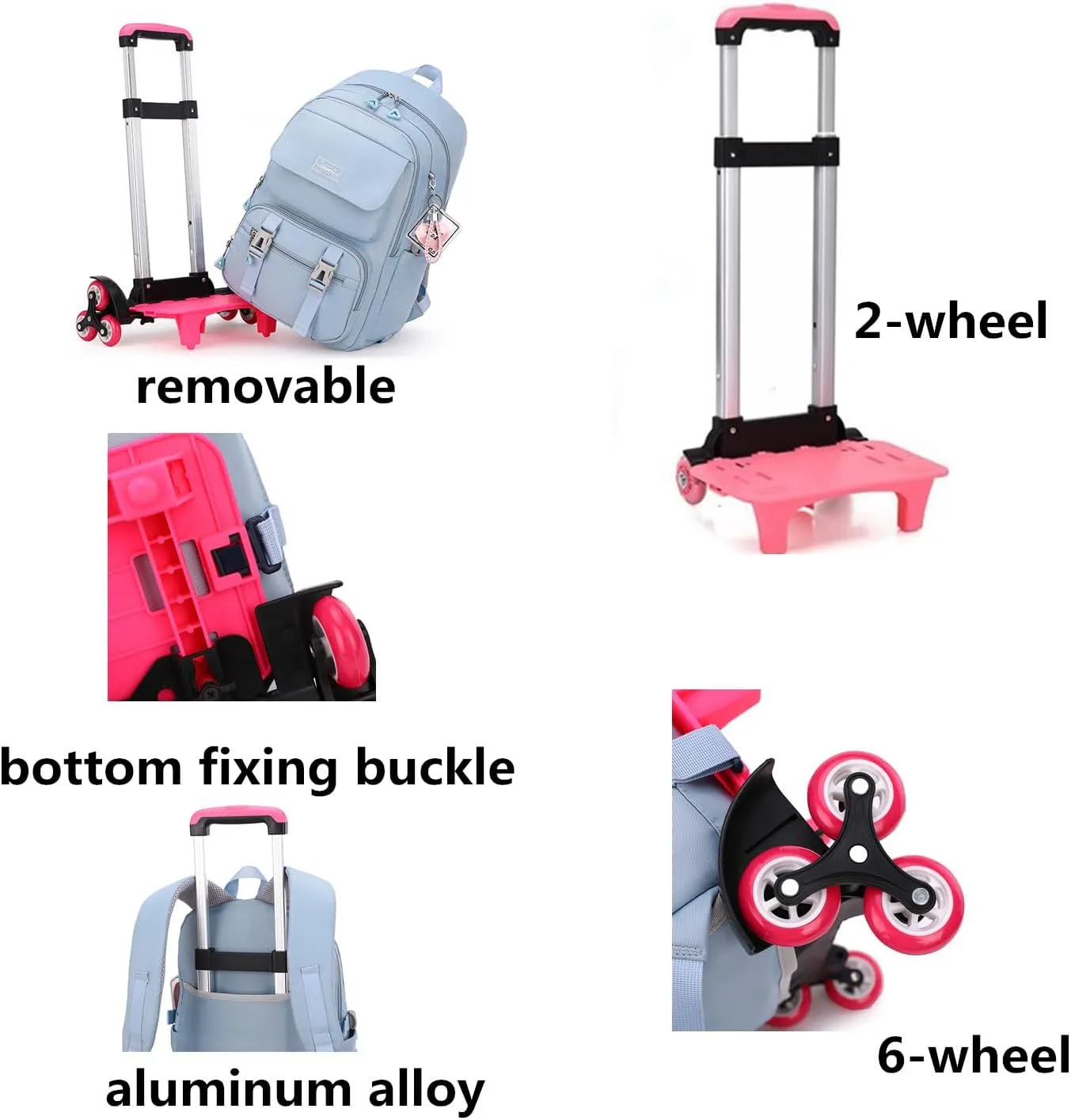 ZHANAO Rolling Backpack Luggage BookBag with Wheels Trolley Bag Wheeled Travel Backpack for Girls & Boys Trolley Bag