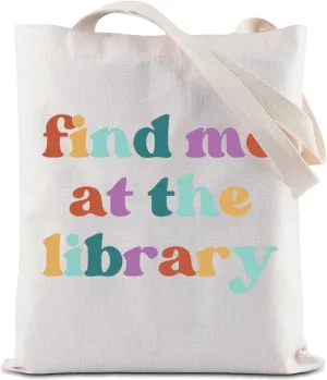 ZJXHPO Book Lover Handbag Tote Bag Find Me At The Library Shoulder Bag Librarian Reusable Grocery Shopping Bag Bookworm Gift