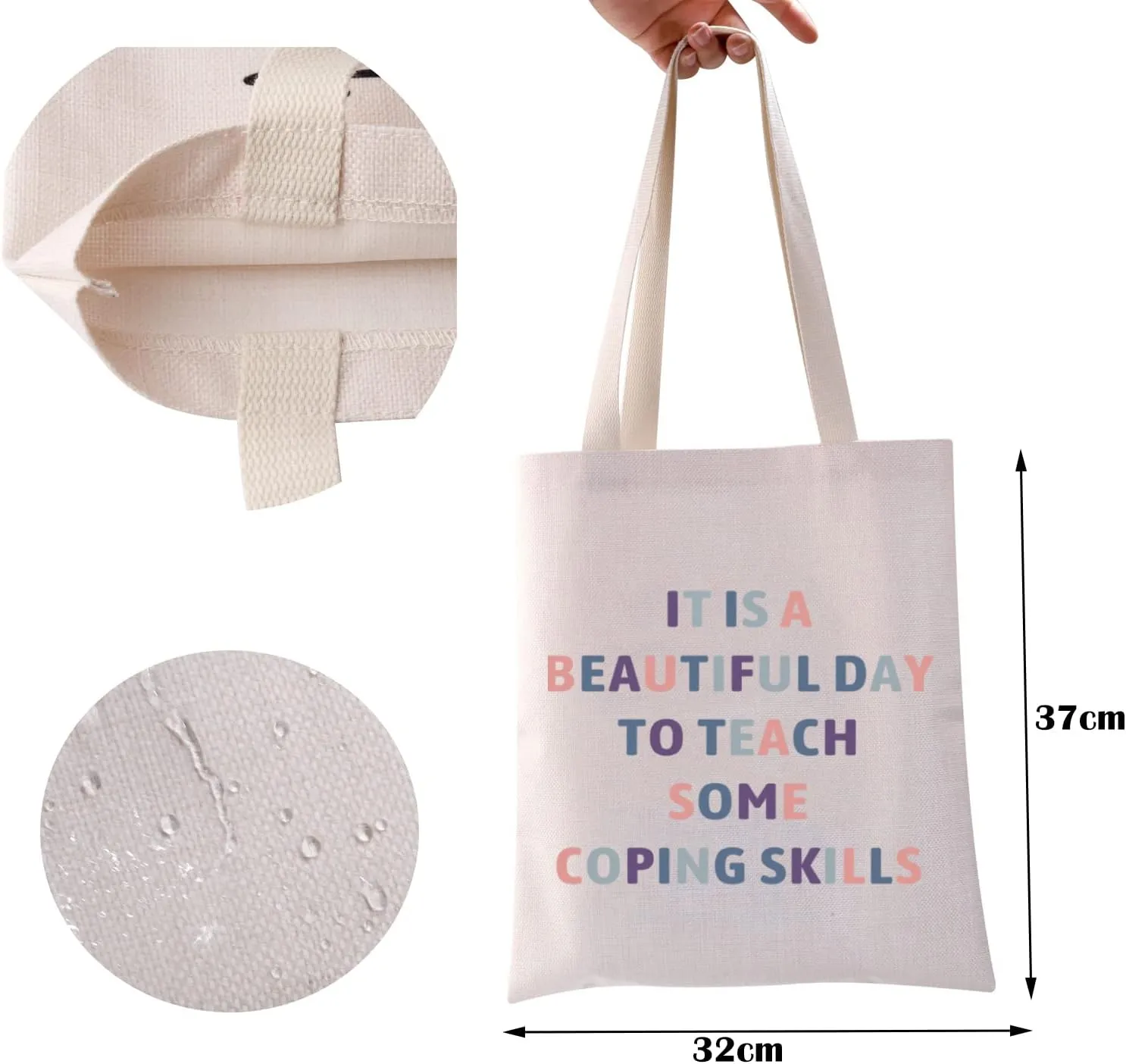 ZJXHPO Counselor Cosmetic Bag It Is Abeautiful Day To Teach Some Coping Skills Makeup Zipper Pouch Bag Counselor Inspire Gift (Coping Skills tote bag)