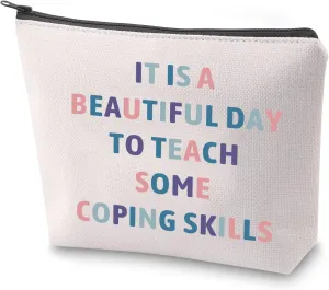 ZJXHPO Counselor Cosmetic Bag It Is Abeautiful Day To Teach Some Coping Skills Makeup Zipper Pouch Bag Counselor Inspire Gift (Coping Skills)