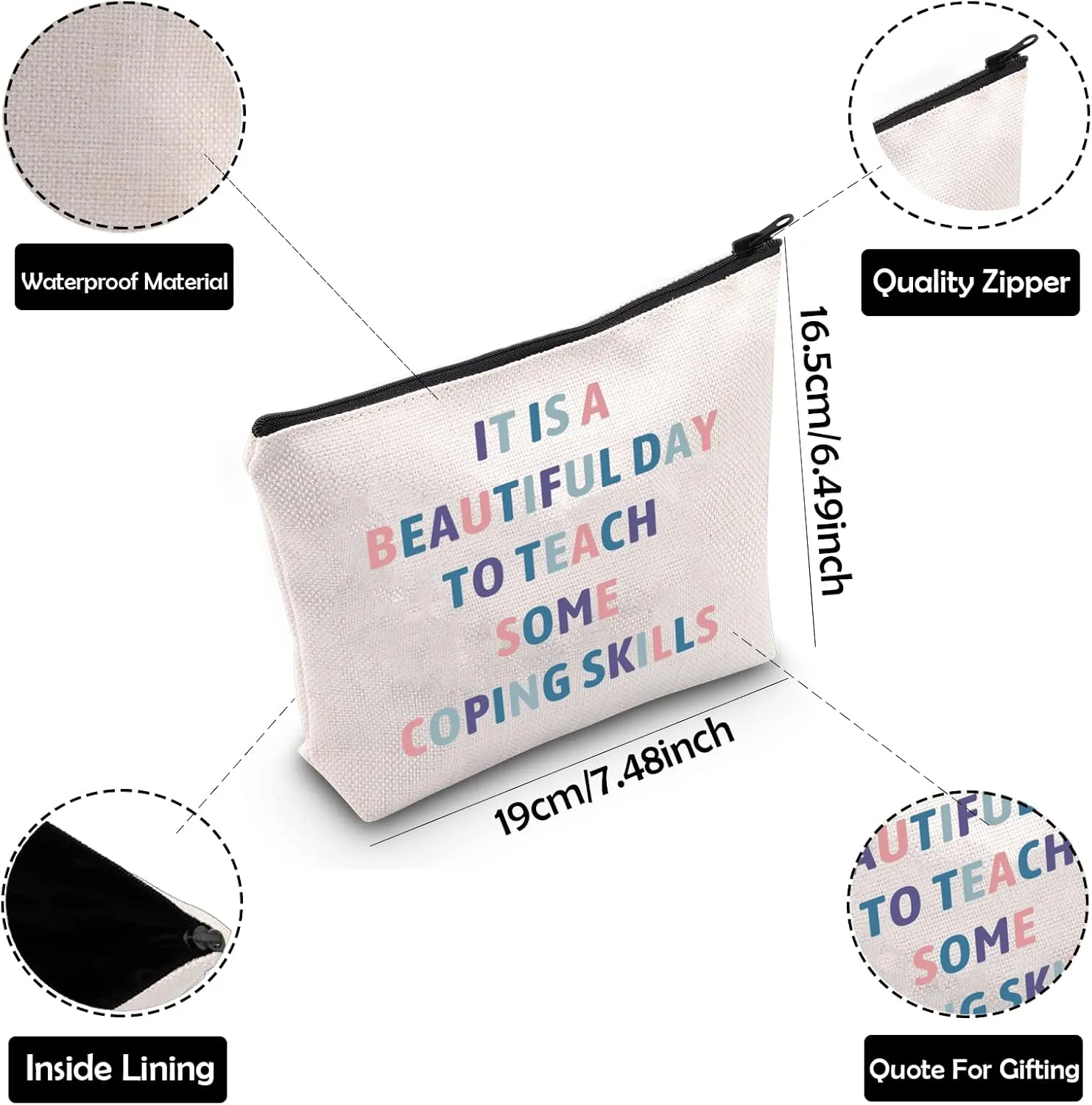ZJXHPO Counselor Cosmetic Bag It Is Abeautiful Day To Teach Some Coping Skills Makeup Zipper Pouch Bag Counselor Inspire Gift (Coping Skills)
