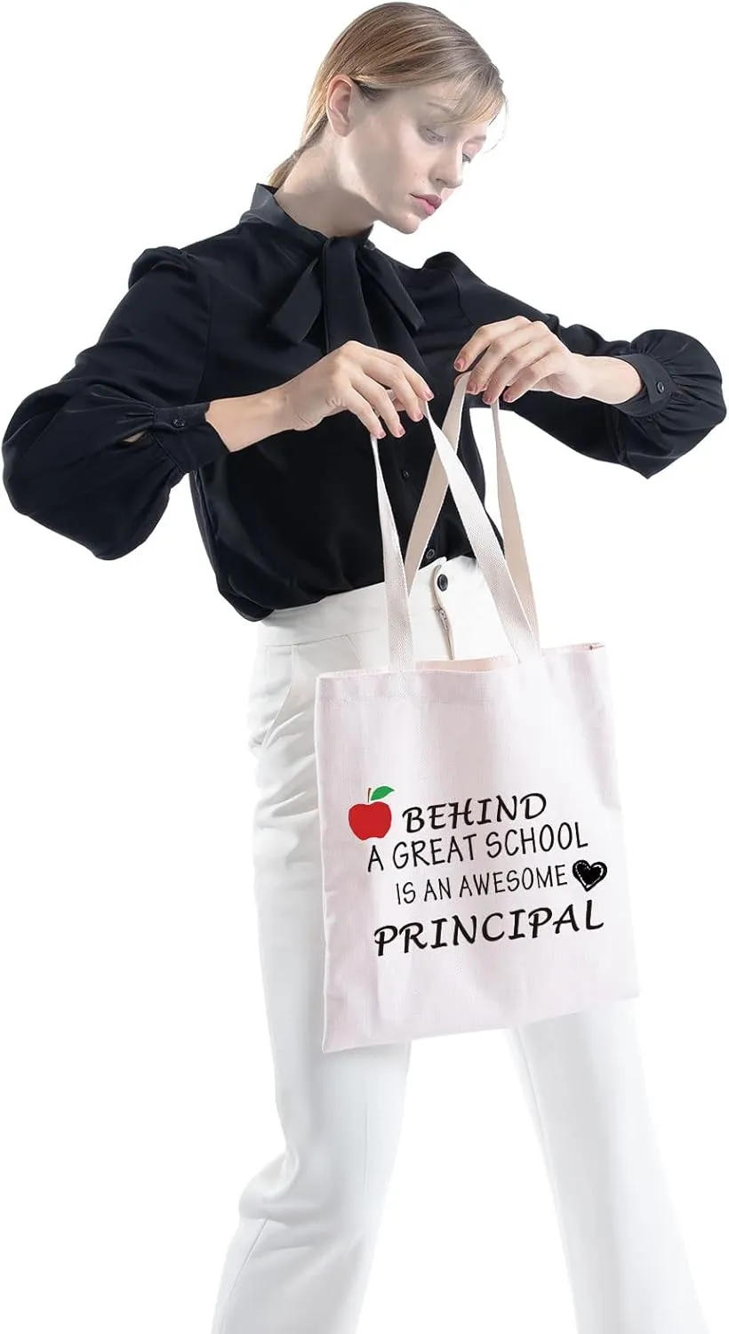 ZJXHPO Principal Appreciation Gift Principal Tote Bag Principal End of Years Gift Principal Handbag Shoulder Bag (Principal Canvas Bag)