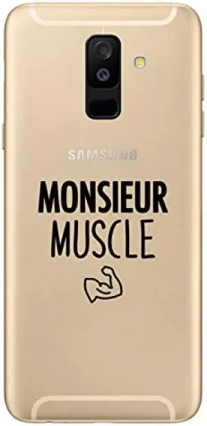 ZOKKO Case for Samsung A6 Plus 2018 Mr Muscle – Soft Transparent Black Ink