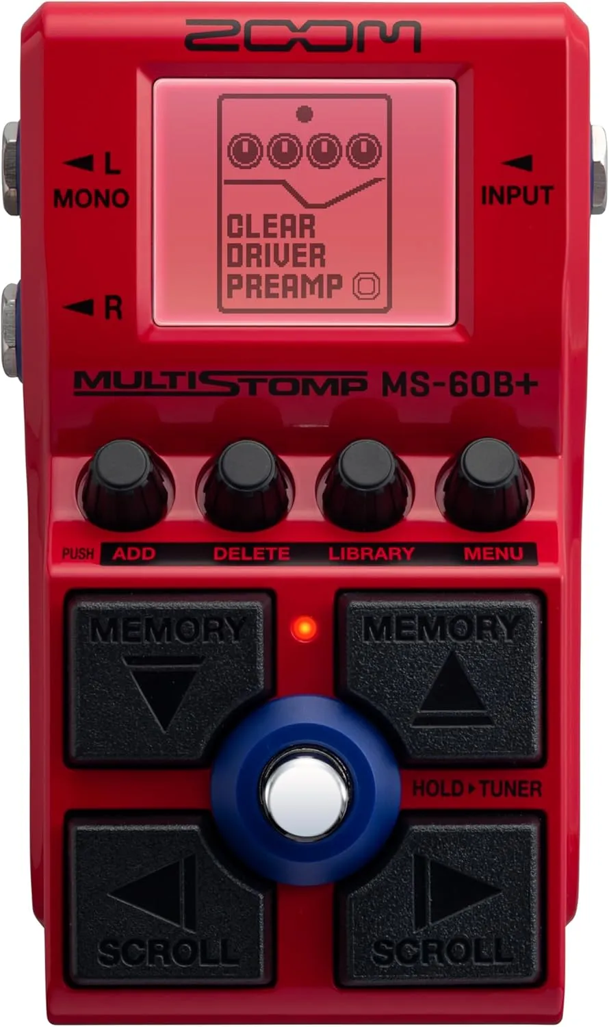Zoom MS-60B  MultiStomp Bass Effects Pedal with 95  Effects Featuring Amp Models, Preamps, Chorus, Delays, Reverbs, Filters, Stereo Effects, Effect Chaining, Single Stompbox, Tuner, & Battery Powered