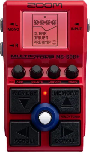 Zoom MS-60B  MultiStomp Bass Effects Pedal with 95  Effects Featuring Amp Models, Preamps, Chorus, Delays, Reverbs, Filters, Stereo Effects, Effect Chaining, Single Stompbox, Tuner, & Battery Powered